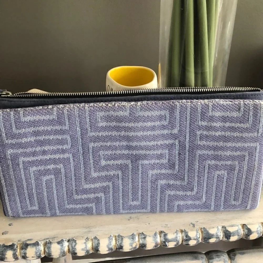 WKND Wayfair Blue upholstery, large clutch with suede